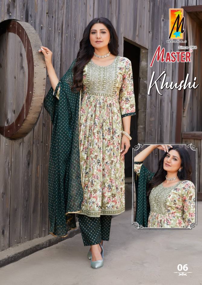 Khushi By Master Naira Cut Rayon Printed Kurti With Bottom Dupatta Wholesalers In Delhi
